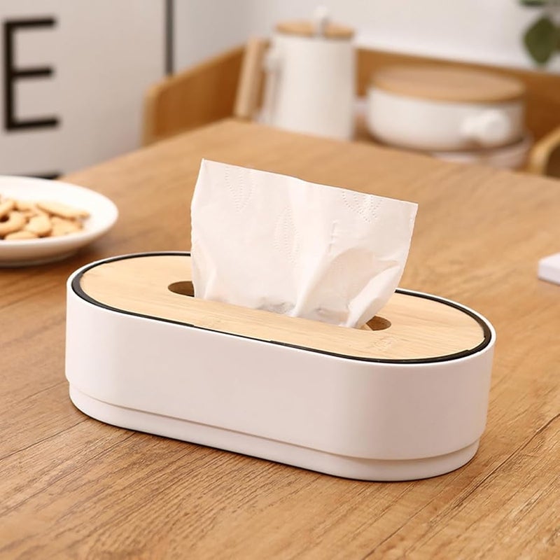 حامل علبة المناديل المصنوع يدويًا من الخيزران الأسود لتزيين المنزل والمكتب - Image 4